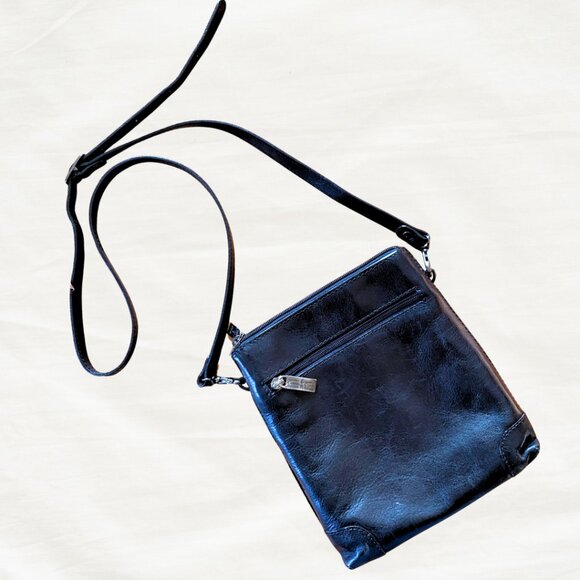 Gianni Conti Black Leather Crossbody | Minimalist Italian Purse - Picture 2 of 6